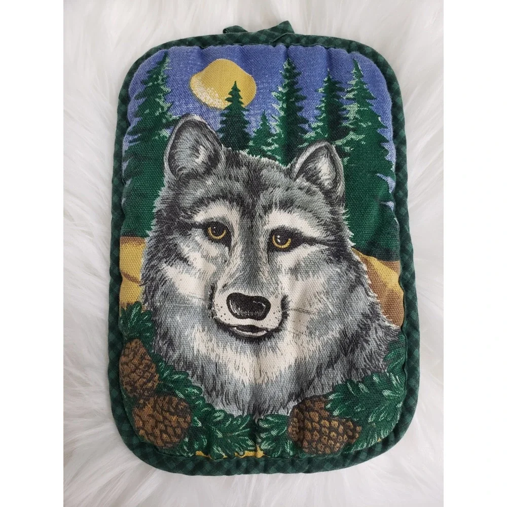 Vintage 70's Quilted Pot Holder  Kitchen Decor 80s wolf cabin‎ cottagecore retro